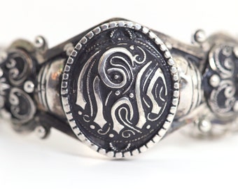 Antique Berber style, silver bangle (800), blackened silver, L: 18.5 cm