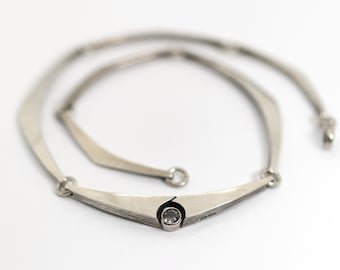 Modernist Finland NX Ninex Korut 925 Sterling Silver Rock Crystal Quartz Necklace Women, L: 40 cm