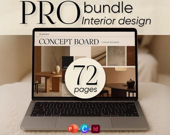 Contemporary Interior Design Template Bundle, Client Presentation, Proposal, FF&E Schedule, Canva, PowerPoint, InDesign