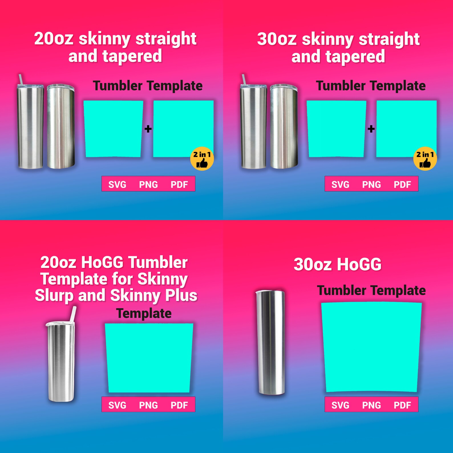 Tumbler Templates SVG Bundle Set 2 Sublimation Templates for Etsy