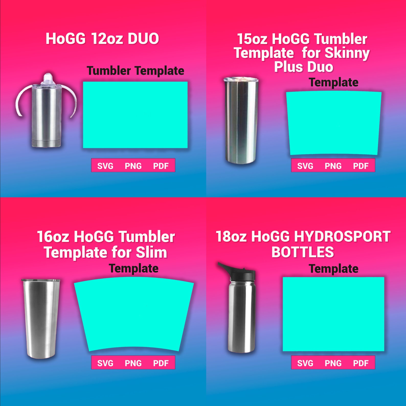 Hogg Tumbler Template SVG Bundle Set 1 Sublimation Templates Etsy
