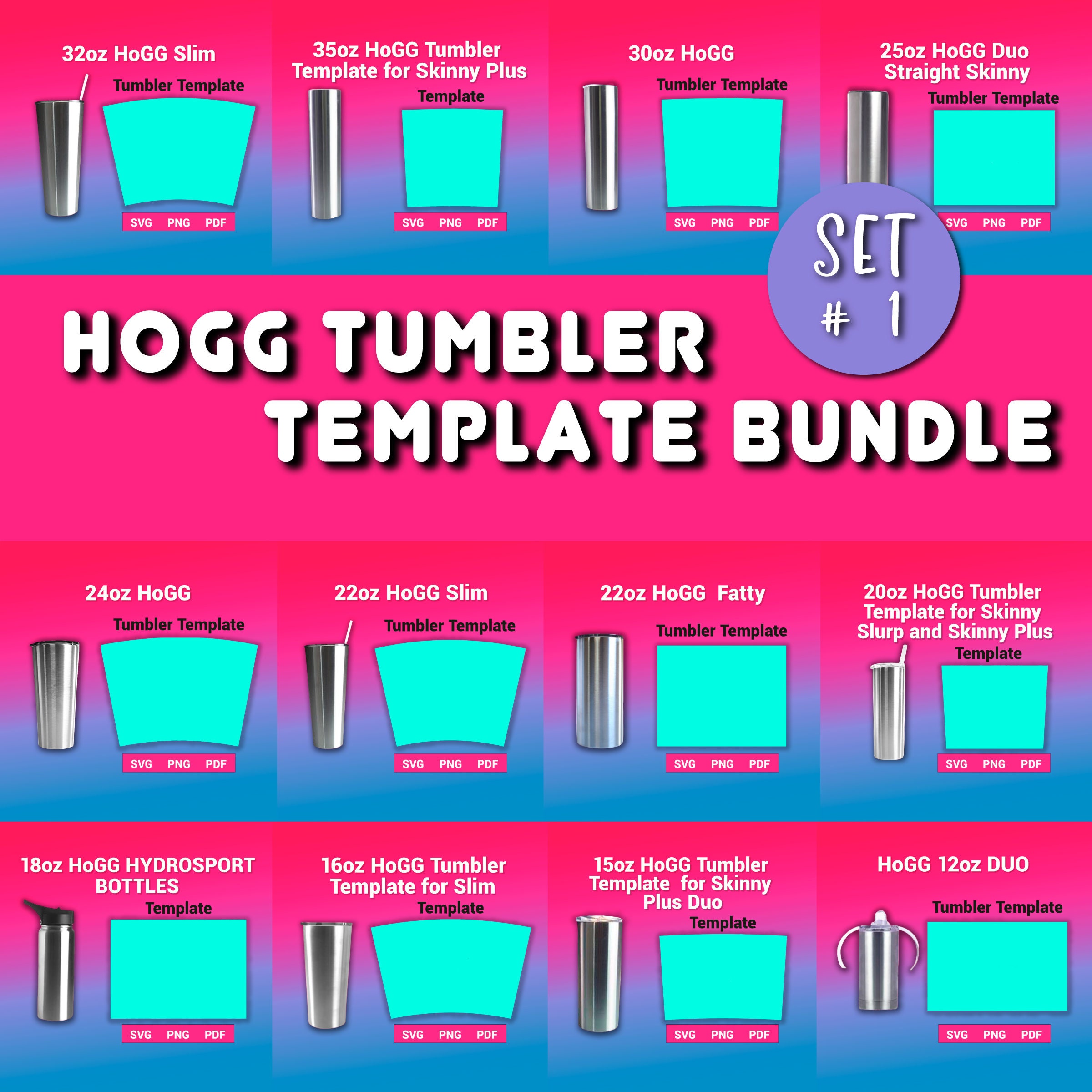Hogg Tumbler Template SVG Bundle Set 1 Sublimation Templates Etsy