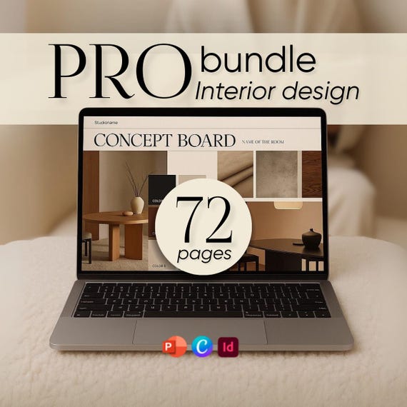 Contemporary Interior Design Template Bundle, Client Presentation, Proposal, FF&E Schedule, Canva, PowerPoint, InDesign