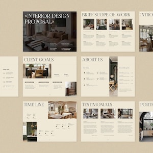Modello di proposta di progetto per interior designer modificabile in Adobe InDesign, PowerPoint, Canva