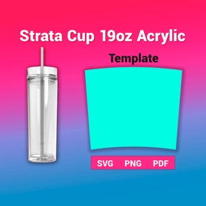 19oz Acrylic Strata Cup Tumbler Template Sublimation for use Silhouette and Cricut