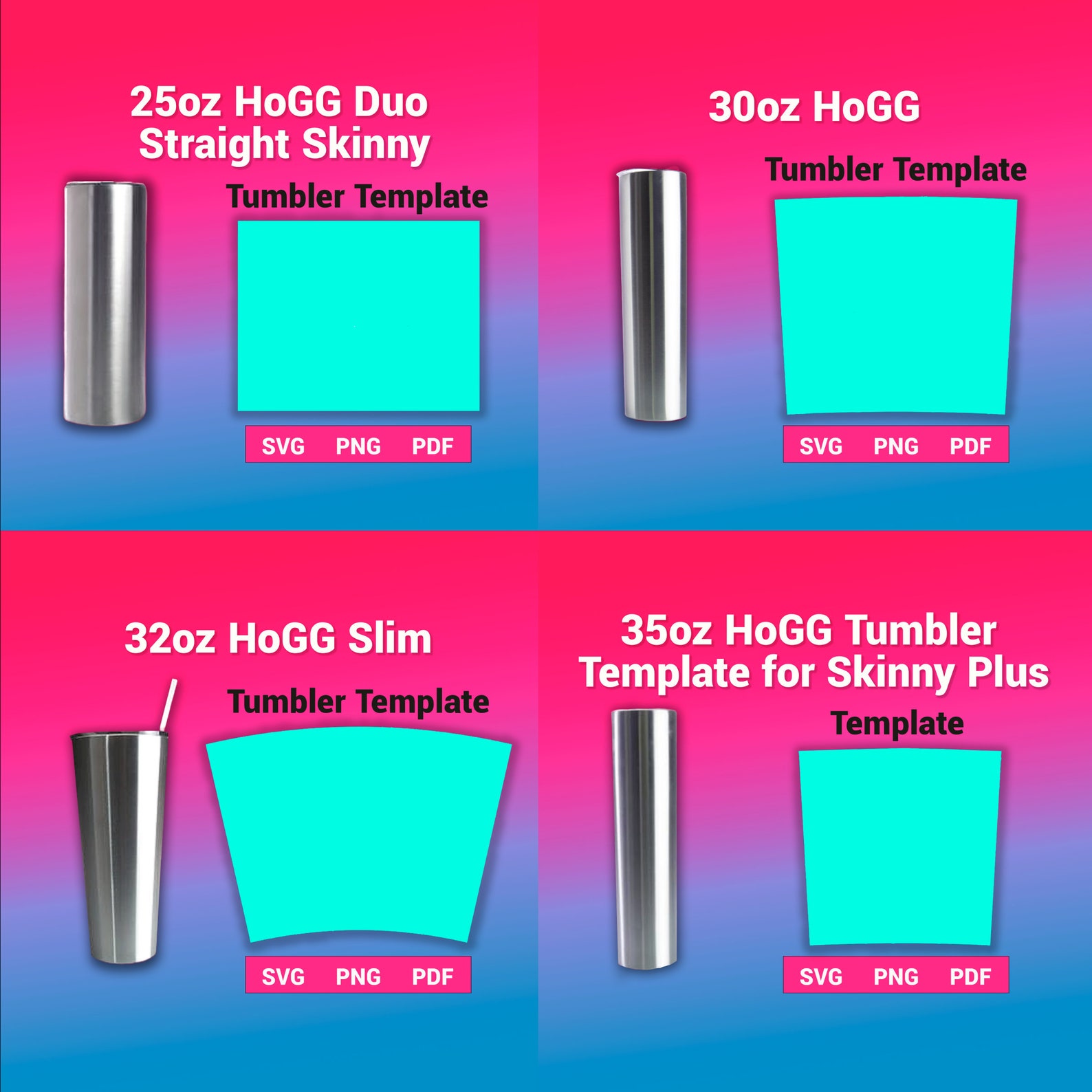 Hogg Tumbler Template SVG Bundle Set 1 Sublimation Templates Etsy