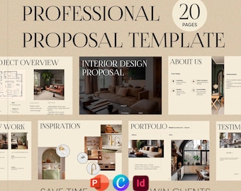 Project Proposal template for Interior Designers Editable in Adobe InDesign, PowerPoint, Canva