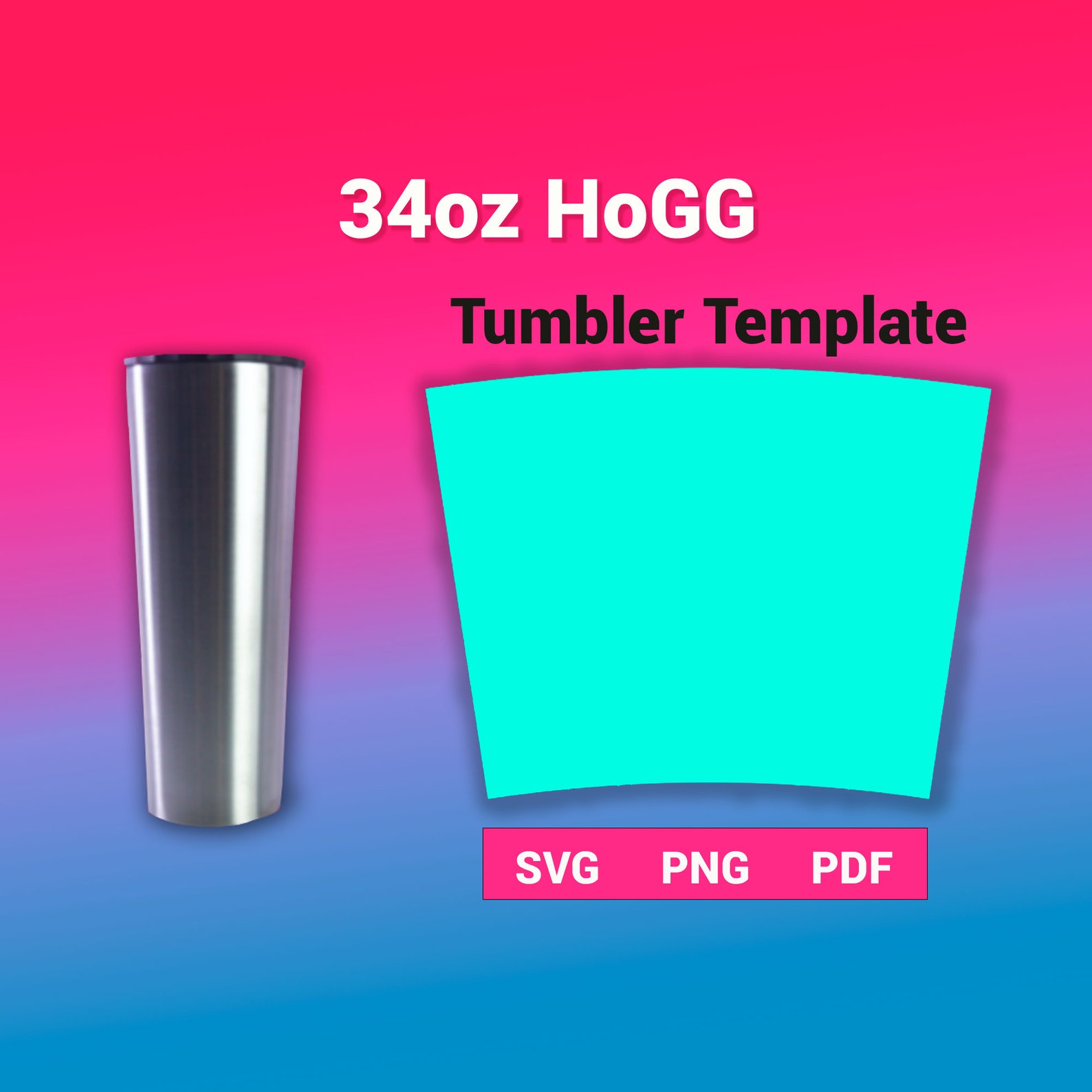 HOGG 34 Oz Tumbler Template Sublimation for Use Silhouette and Etsy