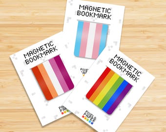 Pride Flag Magnetic Laminated Paper Bookmarks | LGBTQIA+ Bookmarks