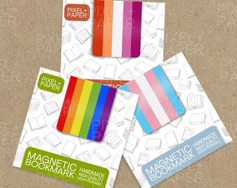プライドフラッグマグネットラミネート紙ブックマーク | LGBTQIA+ブックマーク