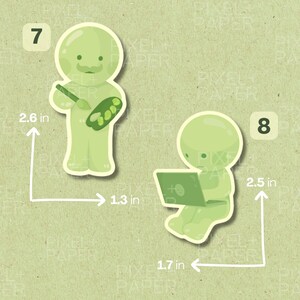 Little Green Guys Matte Vinyl Stickers | Cute Silly Decals | Gifts for Trinket Collectors image 6