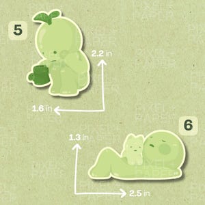 Little Green Guys Matte Vinyl Stickers | Cute Silly Decals | Gifts for Trinket Collectors image 5