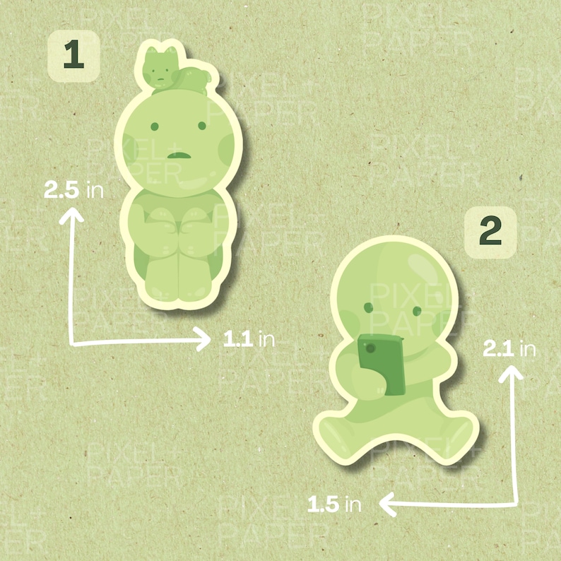 Little Green Guys Matte Vinyl Stickers | Cute Silly Decals | Gifts for Trinket Collectors image 3