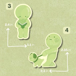 Little Green Guys Matte Vinyl Stickers | Cute Silly Decals | Gifts for Trinket Collectors image 4