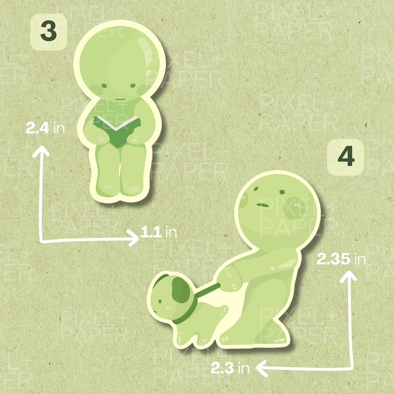 Little Green Guys Matte Vinyl Stickers | Cute Silly Decals | Gifts for Trinket Collectors image 4