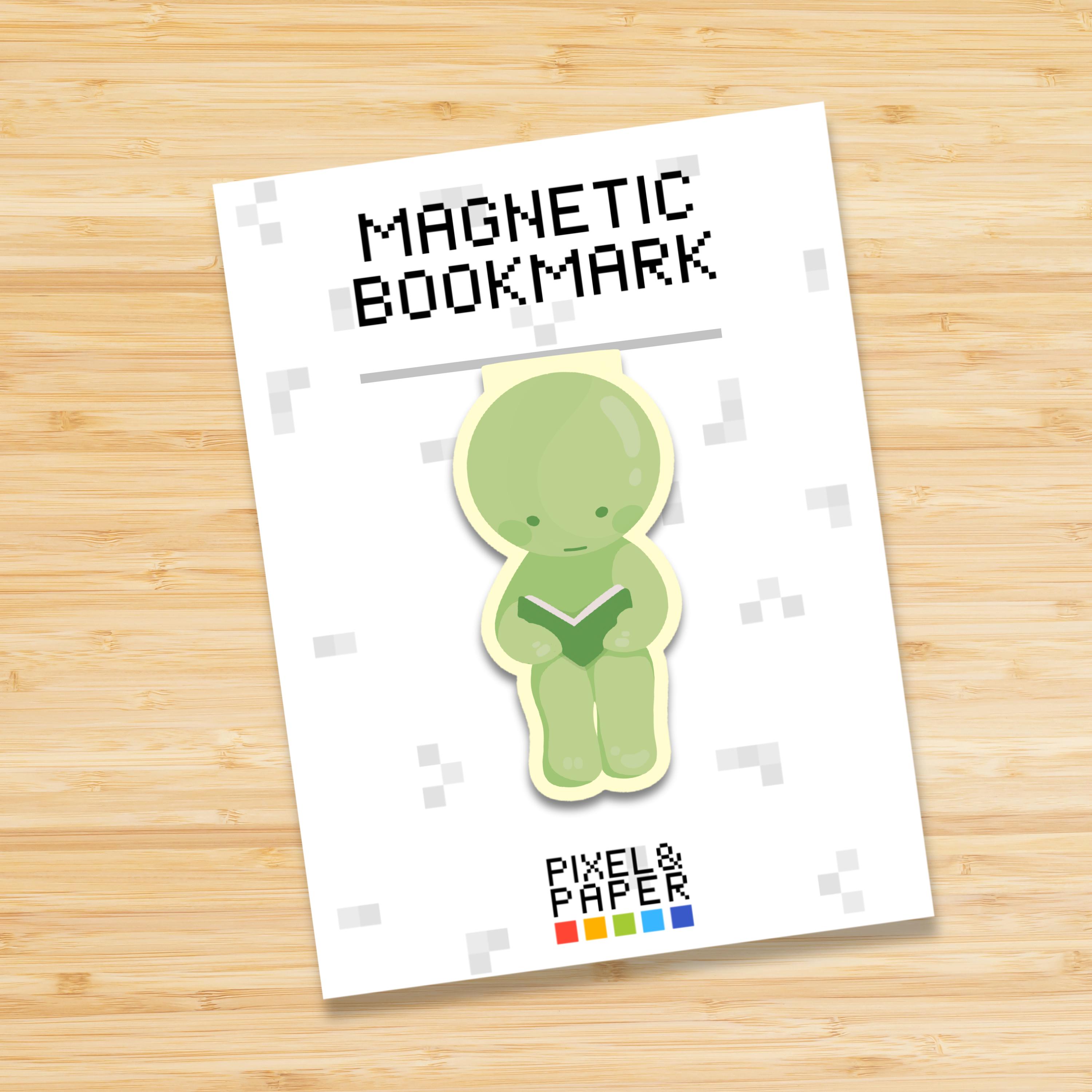 Reading Smiski Magnetic Laminated Paper Bookmark | Cute Funny Page Marker | Gift for Readers