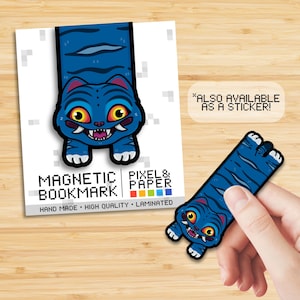 Derpy Tiger Kpop Demon Hunters Inspired Long Cat Magnetic Laminated Paper Bookmark or Sticker | Cute Funny Page Marker | Gift for Readers