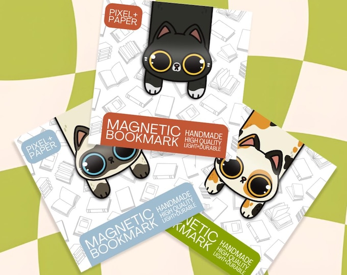 Long Cat Magnetic Laminated Paper Bookmarks | Cat Bookmarks