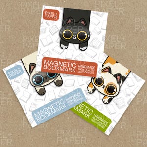 Long Cat Magnetic Laminated Paper Bookmarks | Cat Bookmarks