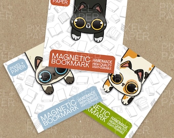 Long Cat Magnetic Laminated Paper Bookmarks | Cat Bookmarks