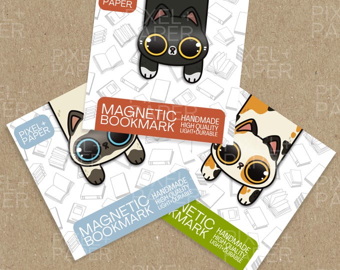 Long Cat Magnetic Laminated Paper Bookmarks | Cat Bookmarks