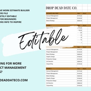 NUMBERS FILE: Creative Estimate Calculator Template, Great for beginners, Project Management tool, scope of work, estimate template excel