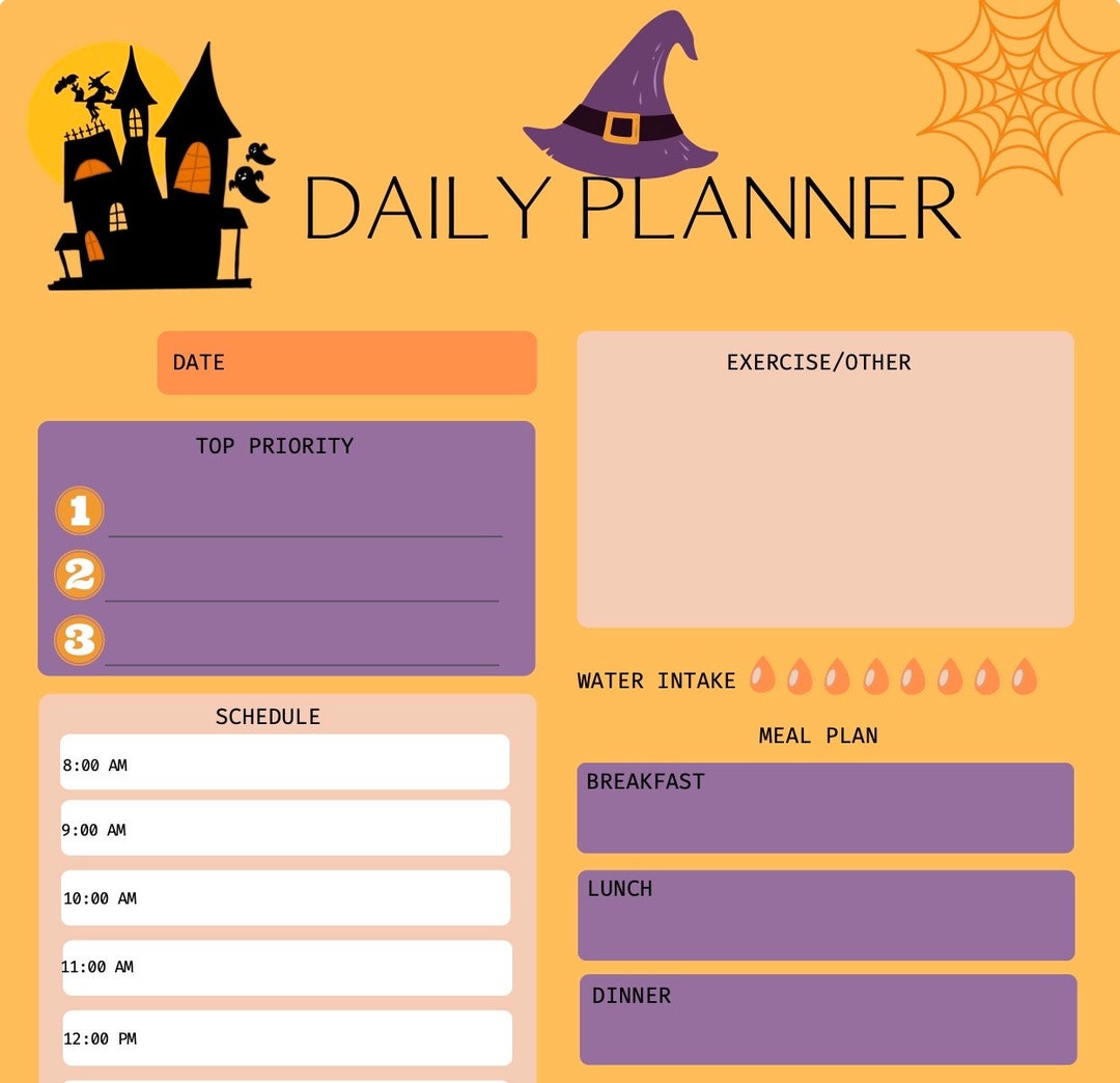 Halloween I Daily Planner and Grocery List Printable Digital Edit A4 ...