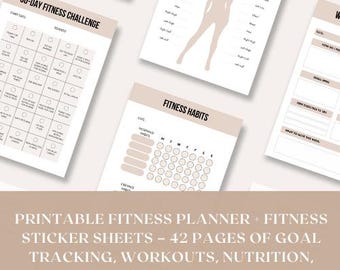 Printable Fitness Planner: Goal Tracker, Workouts, Nutrition (Digital Download)