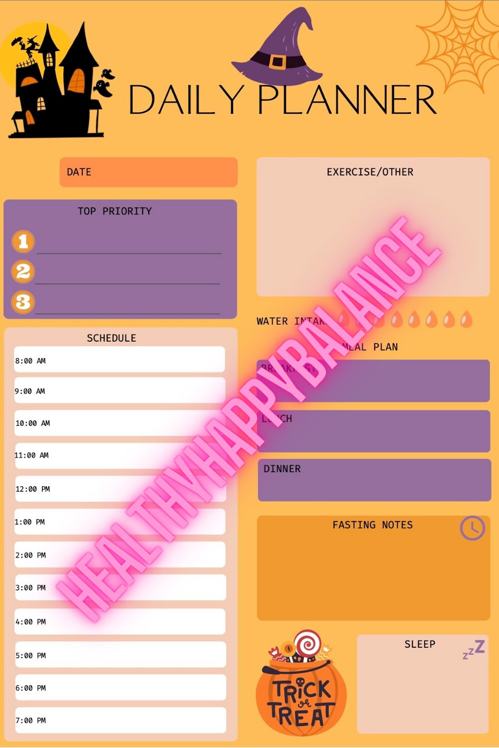 Halloween I Daily Planner and Grocery List Printable Digital Edit A4 ...