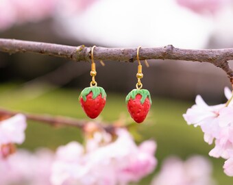 Strawberry Earrings Coquette Aesthetic Gifts Fairy Core Jewelry Strawberry Lover Gift Strawberry Style Food Jewelry Fairycore uniqueearrings