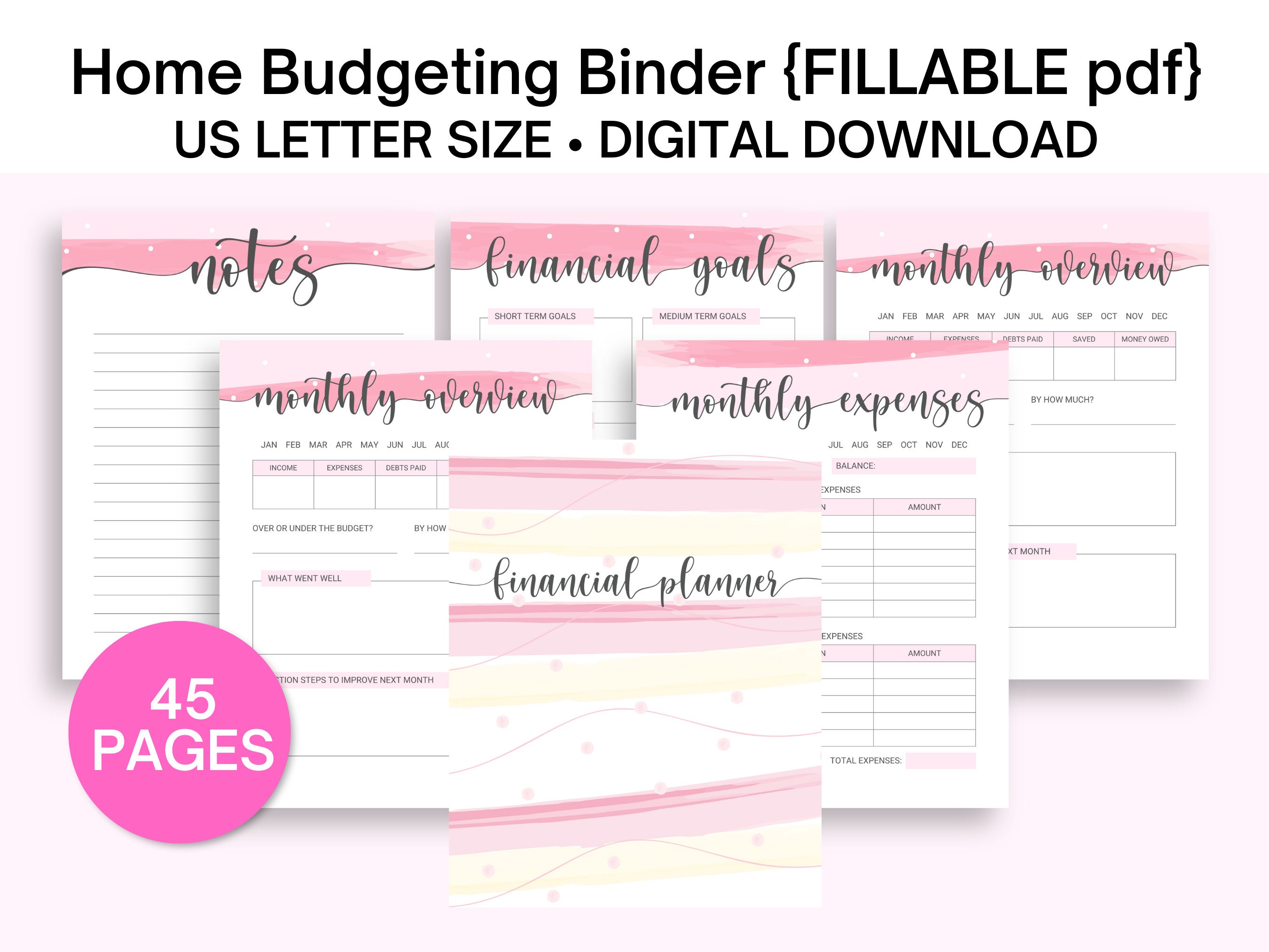 Home Budgeting Binder {FILLABLE Pdf} - Etsy
