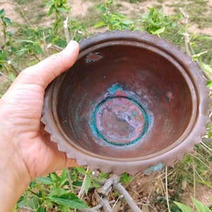 Cuenco de regalo para el Día de la Madre, cuenco de cobre vintage hecho a mano, cuenco de cobre martillado antiguo, adorno de cobre coleccionable para el hogar, cuenco de cobre estilo granja