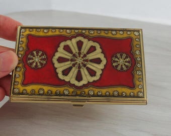 Vintage Card Holder, Gift for Women or Lawyers, Vintage Red Gold Card Holder, Stylish Desk or Bag Accessory,Mother&#39;s Day Gift, Easter Gift