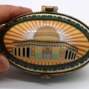 Vintage Porcelain Box – Dome Design Collectible – Hand Painted Trinket Box – Middle Eastern Style – Islamic Architecture Art, Mother&#39;s Day