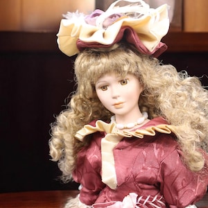 Vintage 1990s Porcelain Doll - Beautiful Holiday Gift, Excellent Condition, Unique Collectible, Vintage Easter Gift Doll,  Rare Vintage Doll