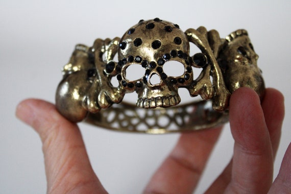 Mother's Day Gift Skull Bracelet, Vintage Skeleto… - image 10