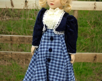 Mysterious Vintage Porcelain Doll, Easter Gift  Doll, Blonde Cowboy Doll, Dollhouse Decoration Doll, Unique Porcelain Doll,Mother&#39;s Day Gift