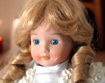 Seltene Porzellanpuppe, Vintage Porzellanpuppe Braut, Vintage Sammlerporzellanpuppe, Vintage Puppe Braut, Puppenhaus-Brautpuppe