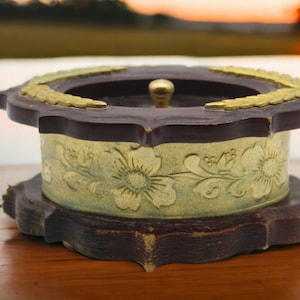 Easter  Gift Handmade Jewelry Box Made of Wood and Brass, Vintage Glass Lid Jewelry Box, Old Keepsake Box, Rare Storage Box, Gift For Mother