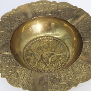 Vintage 1990s Brass Ashtray - Unique Father's Day Gift -  Ashtray for Dad - Rustic Home Decor - Handmade Ashtray - Turkish Brass Ashtray