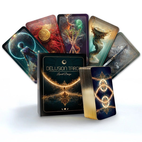 Delusion Tarot deck by Lunart Design, 78 Cards Tarot Deck, tarot cards, Tarot deck with guidebook, Unique Tarot deck, tarot guidebook