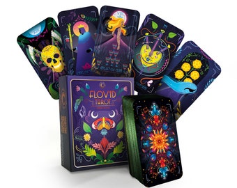 Flovid Tarot deck by Lunart Design, Tarot Deck with Guidebook, 78 Cards Tarot Deck, Unique Tarot deck, Tarot, Tarot cards, Booklet,Tarot box