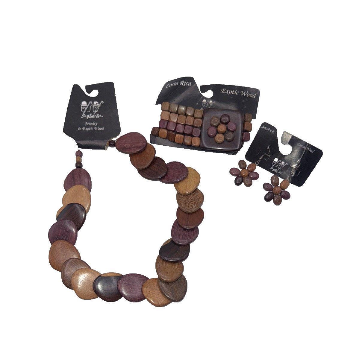 Necklace Bracelet Earings Costa Rica Discs Exotic Ironwood 