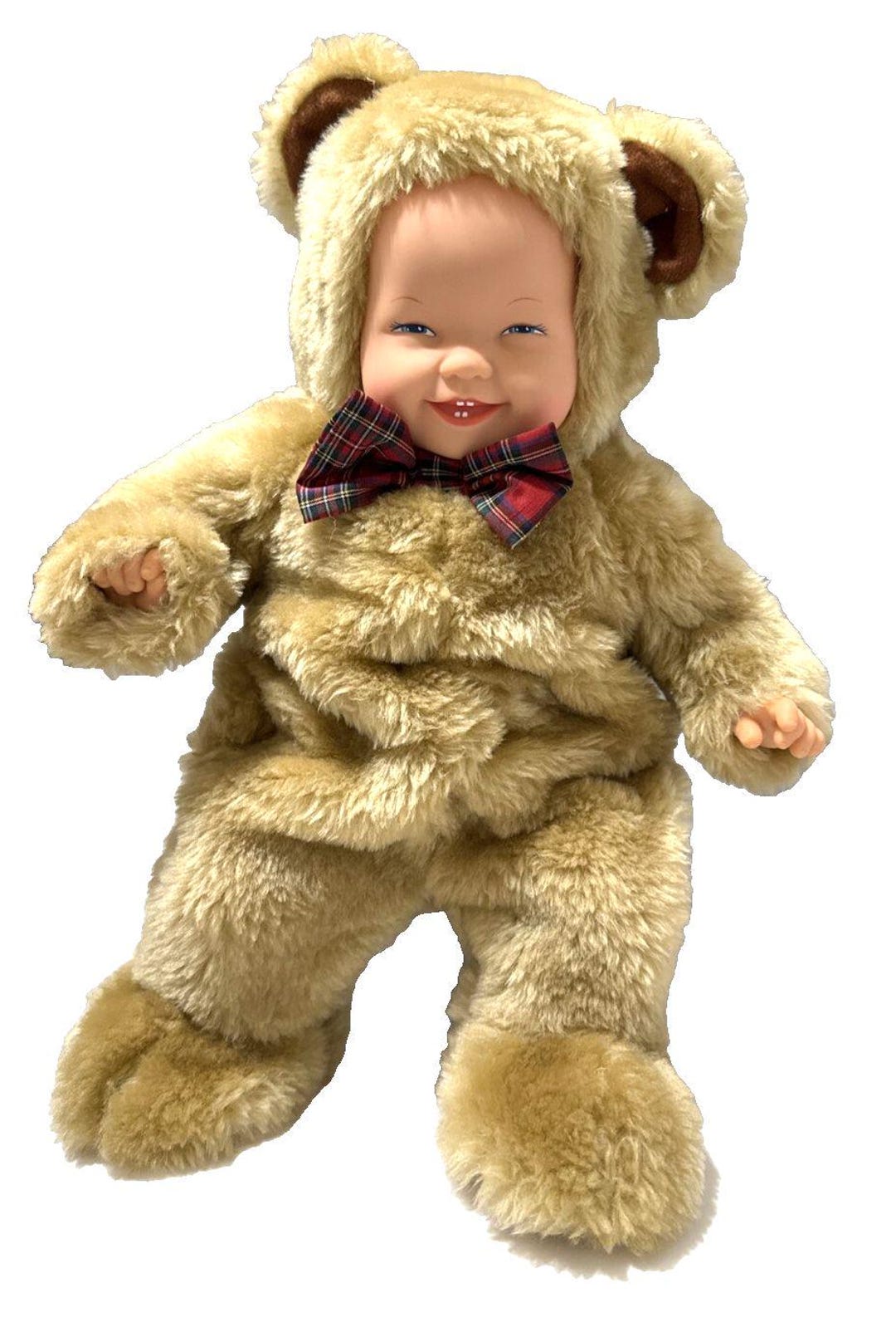 Anne Geddes 1996 Baby Boy Teddy Bear Suit Plastic Doll 16