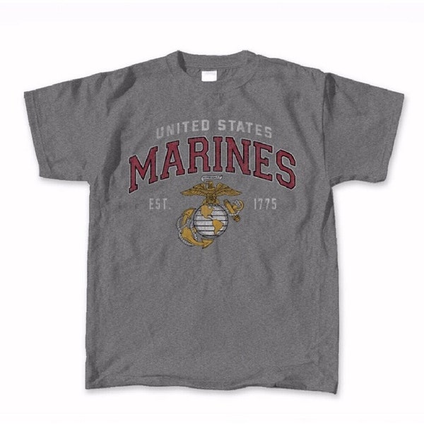 USMC US Marines Vintage Logo Kurzarm T-Shirt - NEU Fast Free Ship