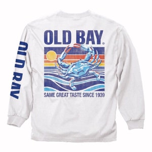 Old Bay Crab On The Waves Long Sleeve T-Shirt - NEW Fast Free Ship