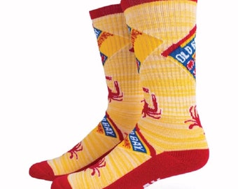 Old Bay Spice And Crabs Can Logo Crew Socks - NEW Fast Free Ship