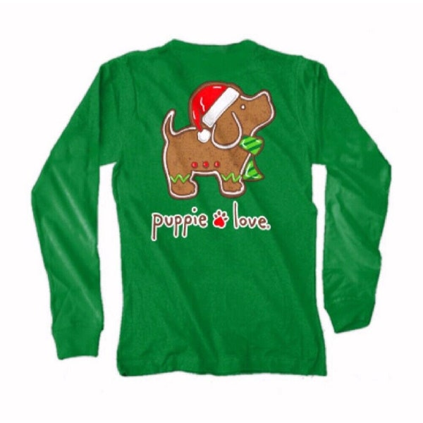 Puppie Love Jugend Hund Weihnachten Lebkuchen Pup Langarm T-Shirt - NEU Fast Free Ship