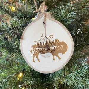 Buffalo Christmas Ornament, Bison Souvenir, Buffalo Wood Art, Laser Engraved, Aspen Wood, CU Buffs, Buffalo Art, Rustic Home Decor