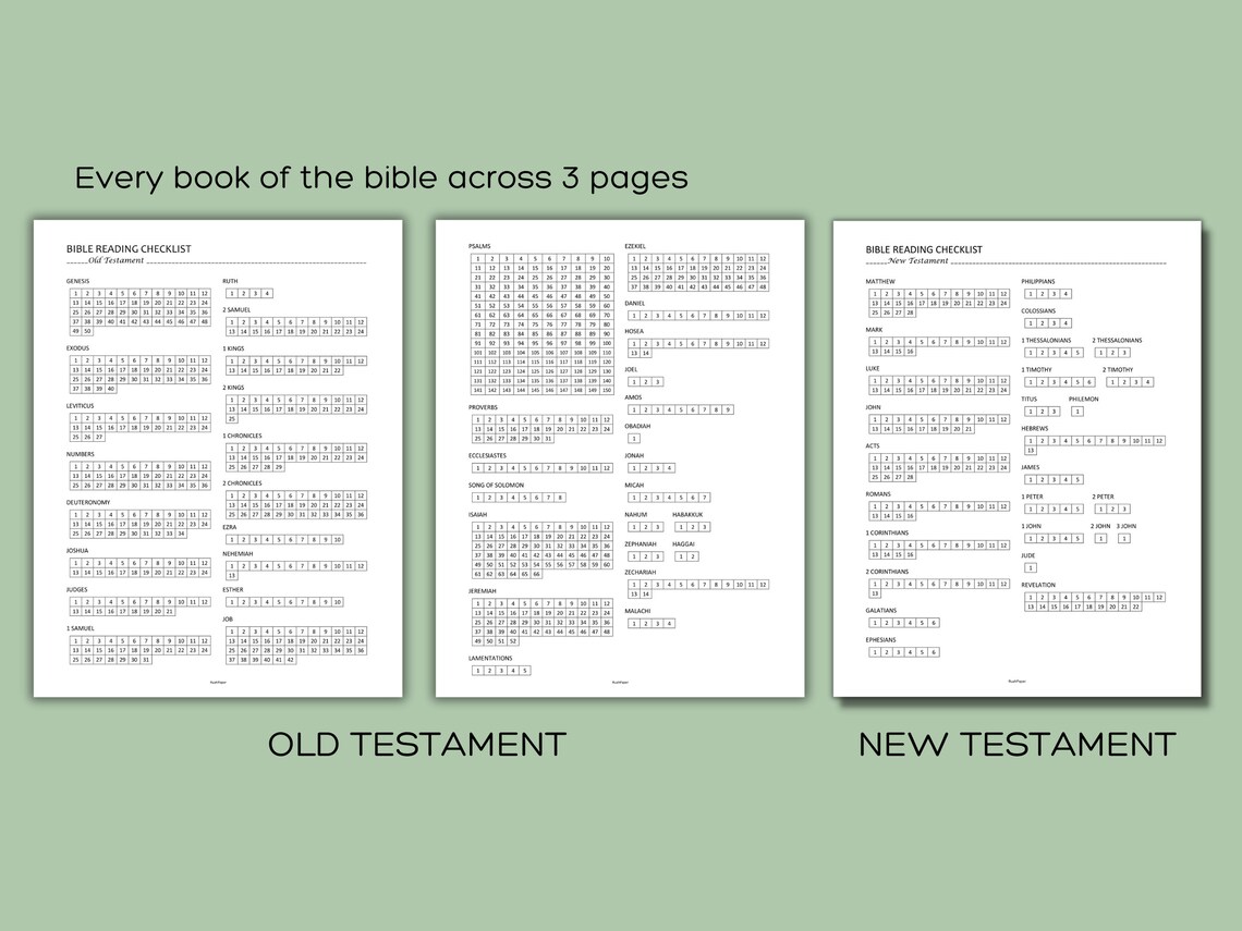 Bible Reading Checklist Printable, Bible Reading Tracker, Bible Reading ...